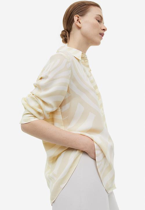 H&M - Pointed-collar shirt - light beige & patterned 