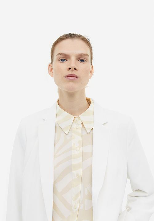 H&M - Pointed-collar shirt - light beige & patterned 