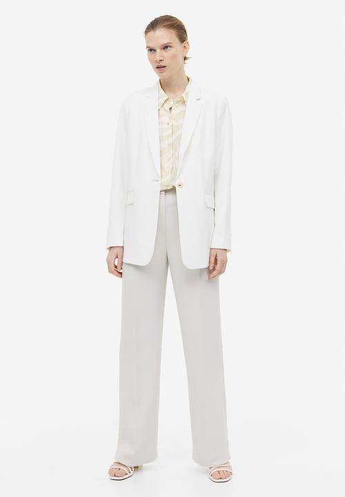 H&M - Pointed-collar shirt - light beige & patterned 