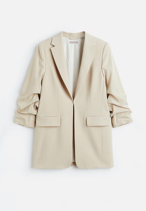 H&M - Gathered-sleeve jacket - beige