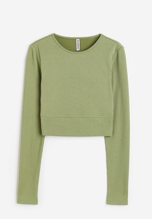 H&M - Ribbed cropped top - green