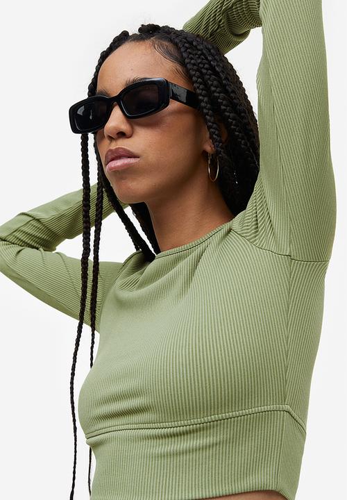 H&M - Ribbed cropped top - green