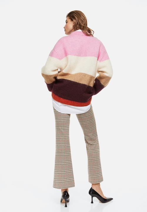 H&M - Oversized wool-blend jumper - pink & block-striped