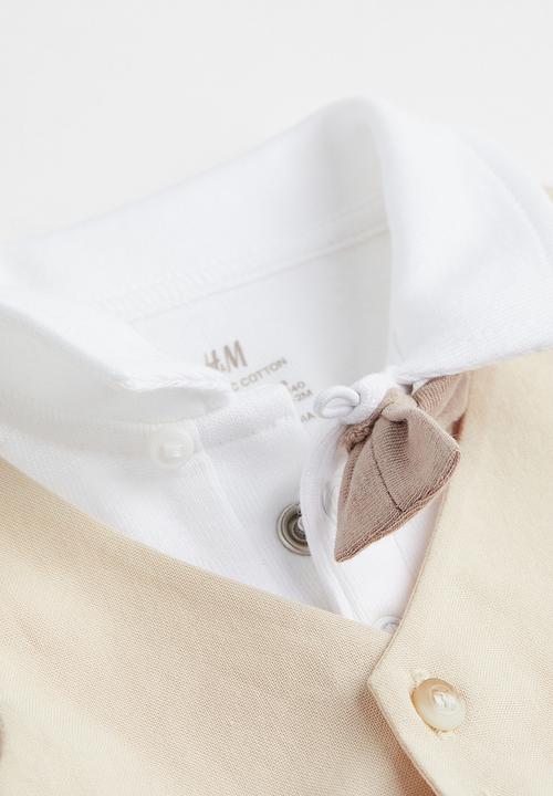 H&M - 2 Piece dressy set - beige & white 