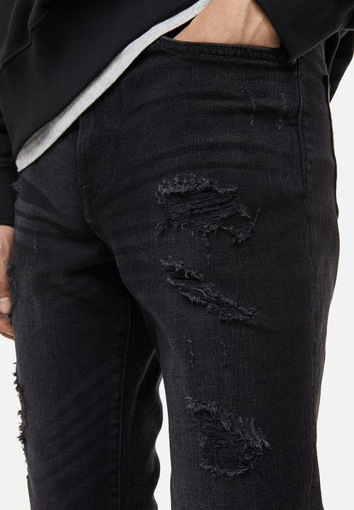 H&M - Skinny jeans - black trashed