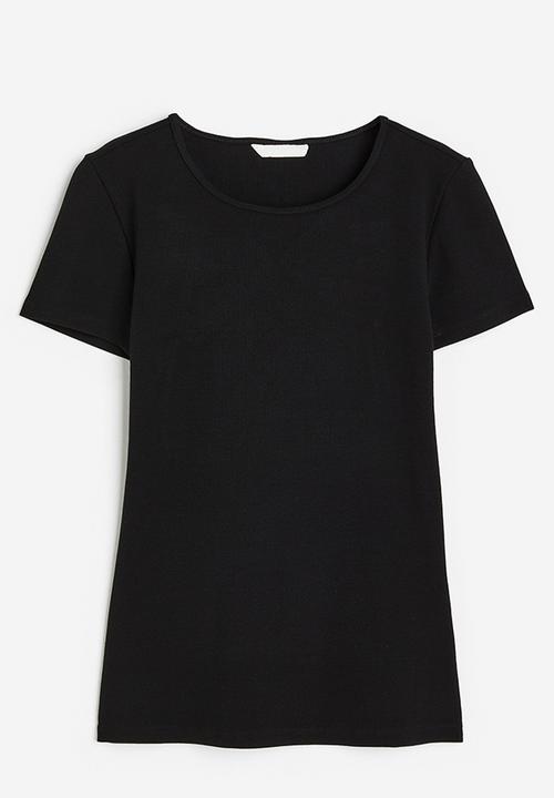 H&M - Ribbed t-shirt - black