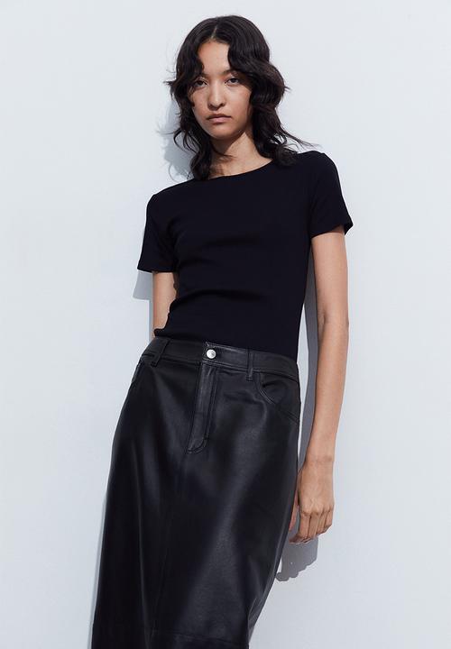 H&M - Ribbed t-shirt - black