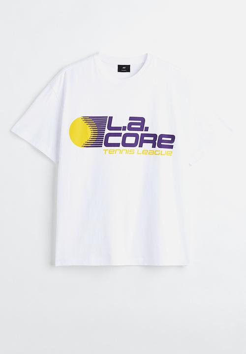 H&M - Relaxed fit printed T-shirt - white l.a. core