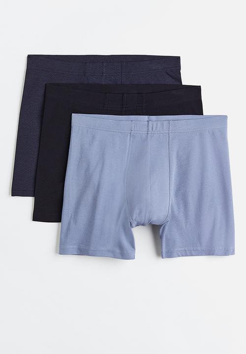 H&M - 3 Pack mid cotton trunks - pigeon blue & dark blue