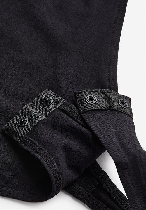 H&M - Short-sleeved thong body - black