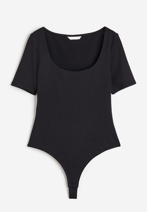 H&M - Short-sleeved thong body - black