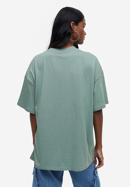 H&M - Oversized printed t-shirt - light green & marseille 