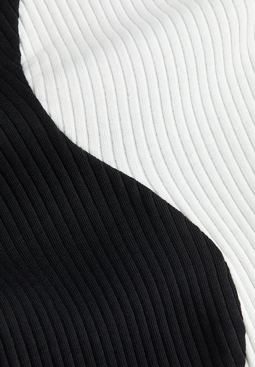 H&M - Ribbed cotton jersey cropped top - black & white