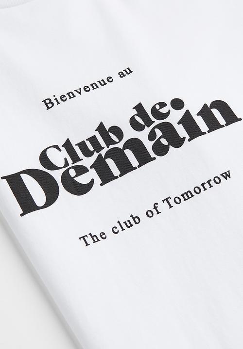 H&M - Relaxed fit printed T-shirt - white club de demain