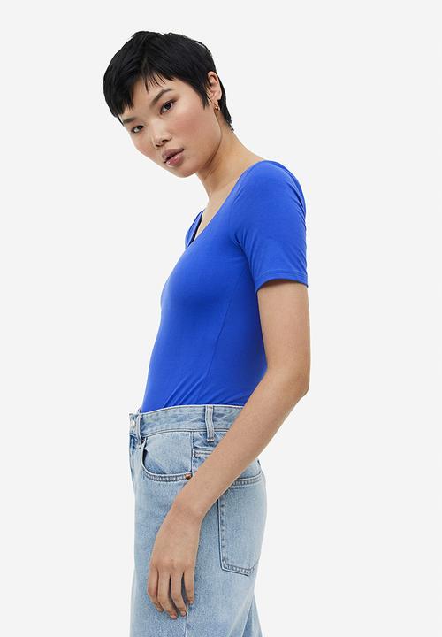 H&M - Short-sleeved thong body - bright blue