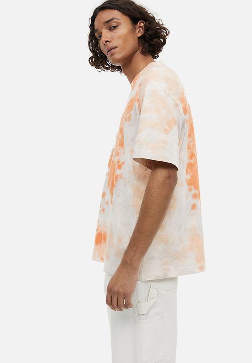 H&M - Relaxed fit patterned cotton T-shirt - orange tie-dye