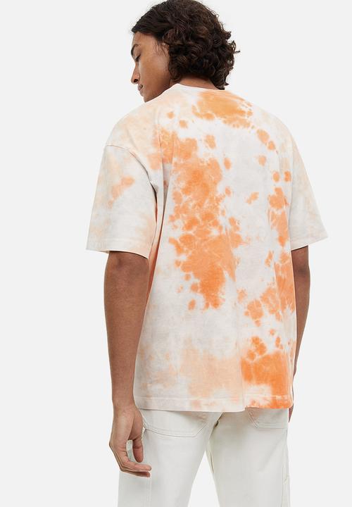 H&M - Relaxed fit patterned cotton T-shirt - orange tie-dye