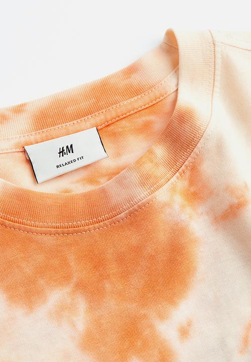 H&M - Relaxed fit patterned cotton T-shirt - orange tie-dye