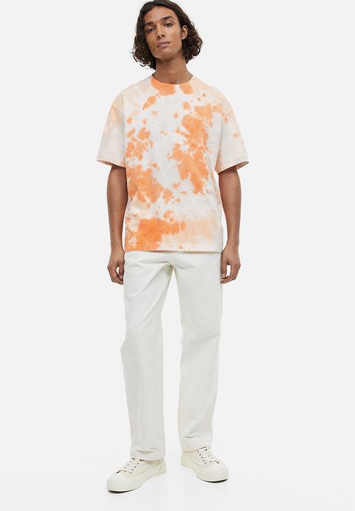 H&M - Relaxed fit patterned cotton T-shirt - orange tie-dye