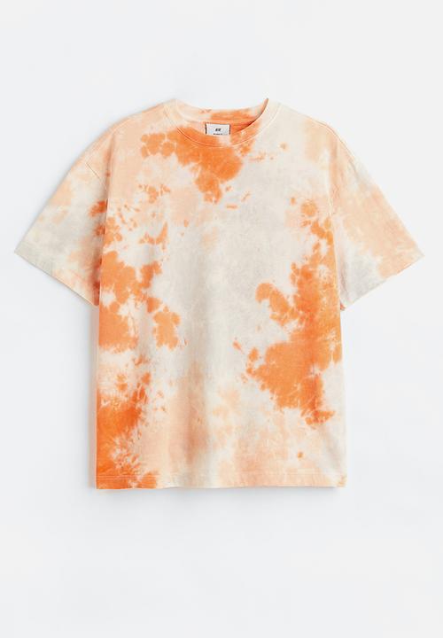 H&M - Relaxed fit patterned cotton T-shirt - orange tie-dye