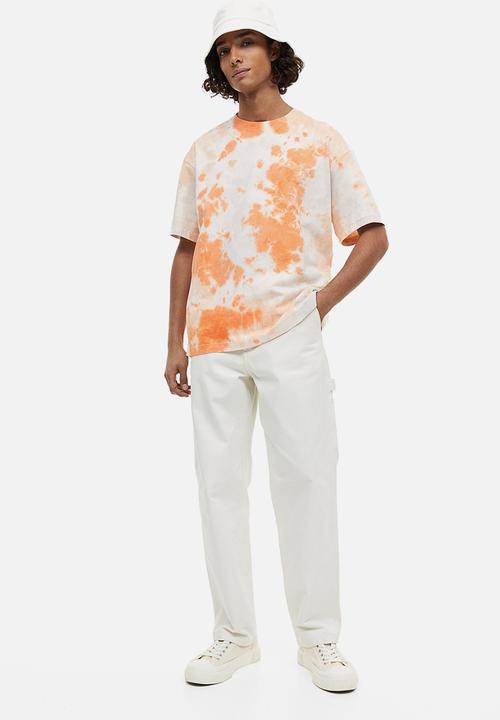H&M - Relaxed fit patterned cotton T-shirt - orange tie-dye