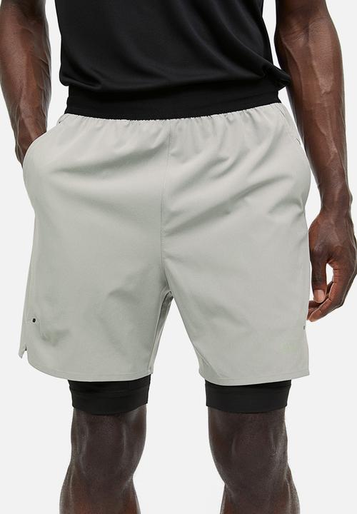 H&M - Drymove™ double-layered sports shorts - grey & black 