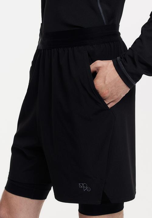 H&M - Drymove™ double-layered sports shorts - black