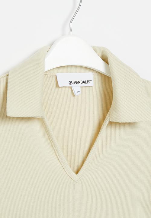 Superbalist - Girls rib collar crop top - crème brulee