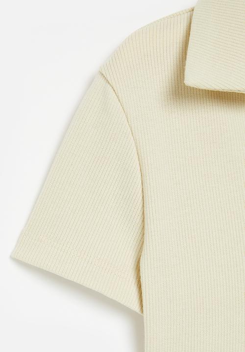 Superbalist - Girls rib collar crop top - crème brulee