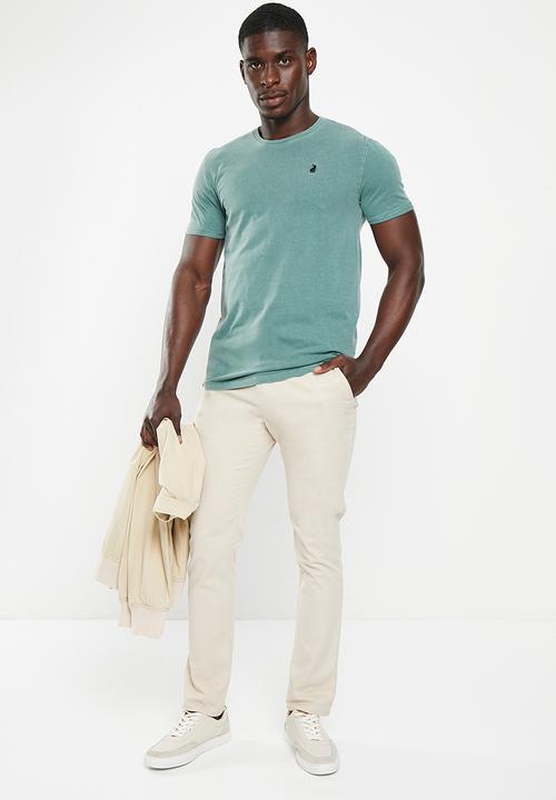 POLO - Mens pjc overdyed short sleeve tee - light blue