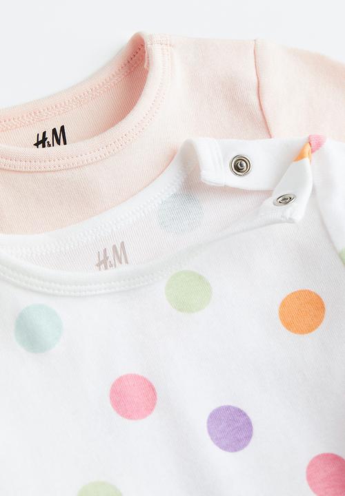 H&M - 2-Pack cotton bodysuits - white spotted 