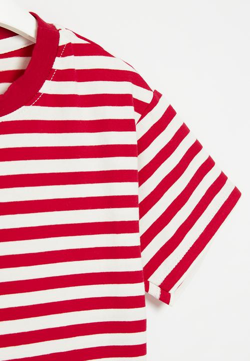 Pop Candy - Stripe tee - red & white