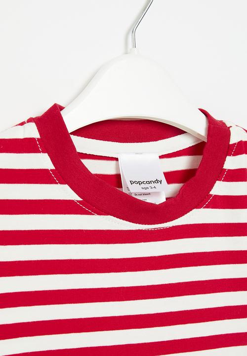Pop Candy - Stripe tee - red & white