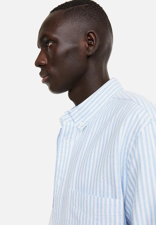 H&M - Regular fit oxford shirt - light blue & white striped