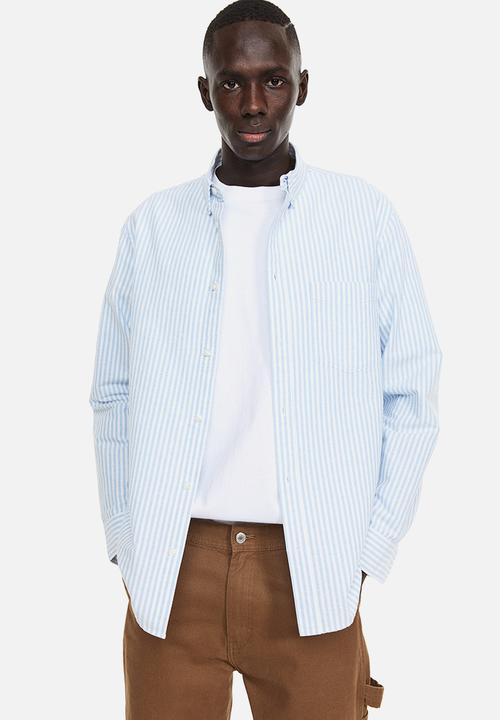 H&M - Regular fit oxford shirt - light blue & white striped