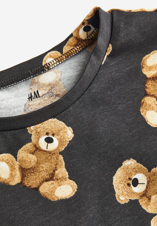 H&M - Printed T-shirt - dark grey teddy bears