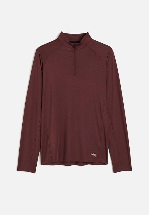 H&M - Drymove™ zip-top sports top - burgundy