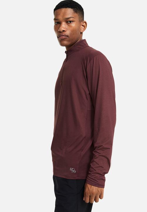 H&M - Drymove™ zip-top sports top - burgundy