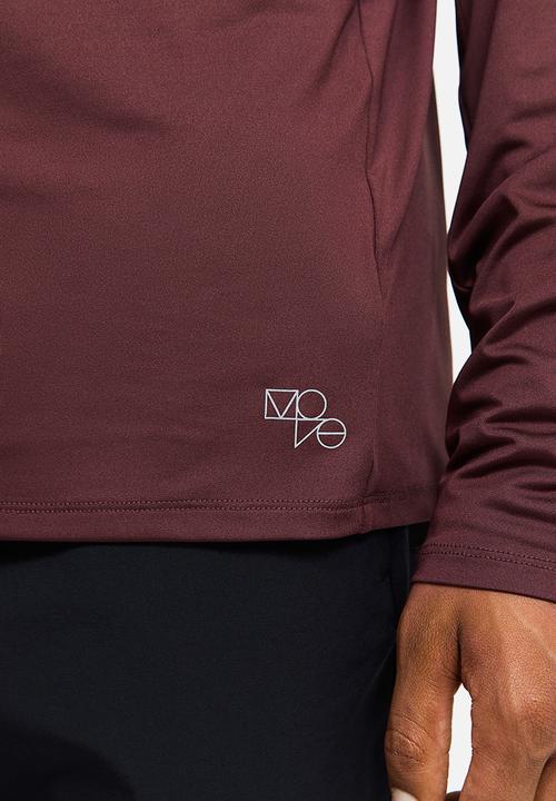 H&M - Drymove™ zip-top sports top - burgundy