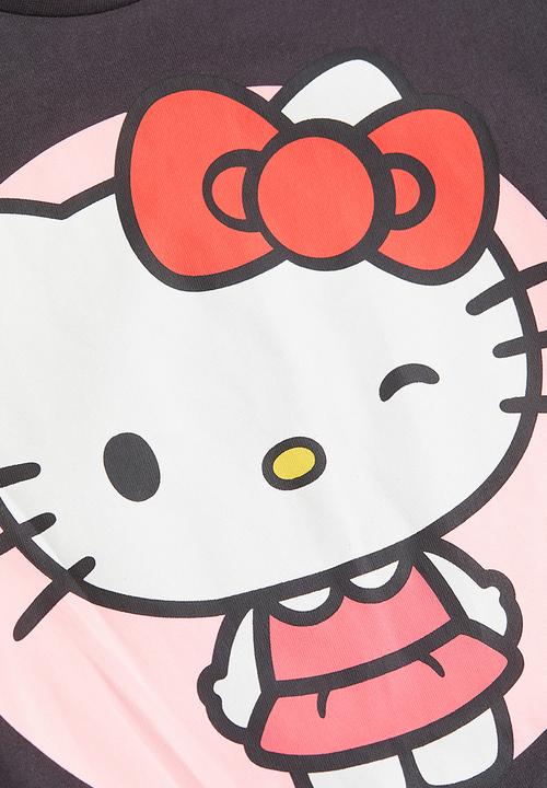 H&M - Printed T-shirt - dark grey hello kitty