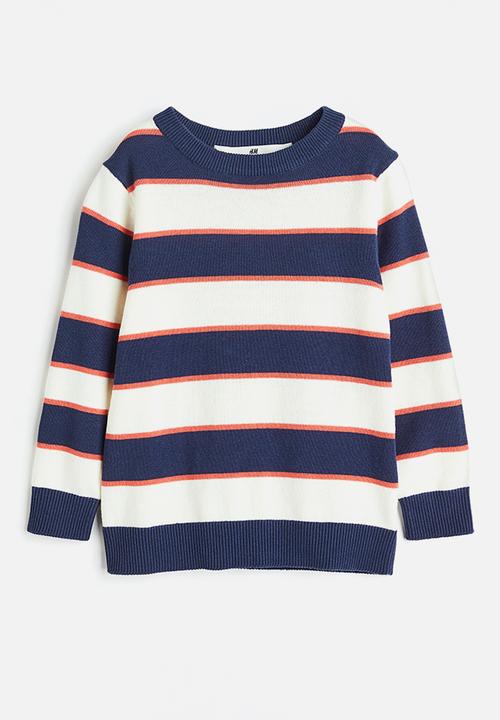 H&M - Jacquard-knit cotton jumper - navy blue / striped 