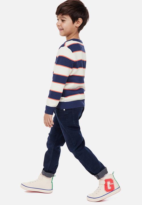 H&M - Jacquard-knit cotton jumper - navy blue / striped 