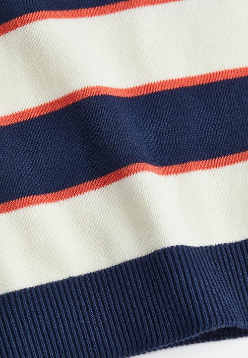 H&M - Jacquard-knit cotton jumper - navy blue / striped 