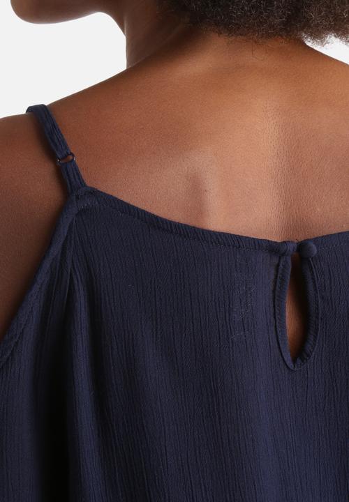 Influence. - Cheesecloth Cold Shoulder Lace Insert Top