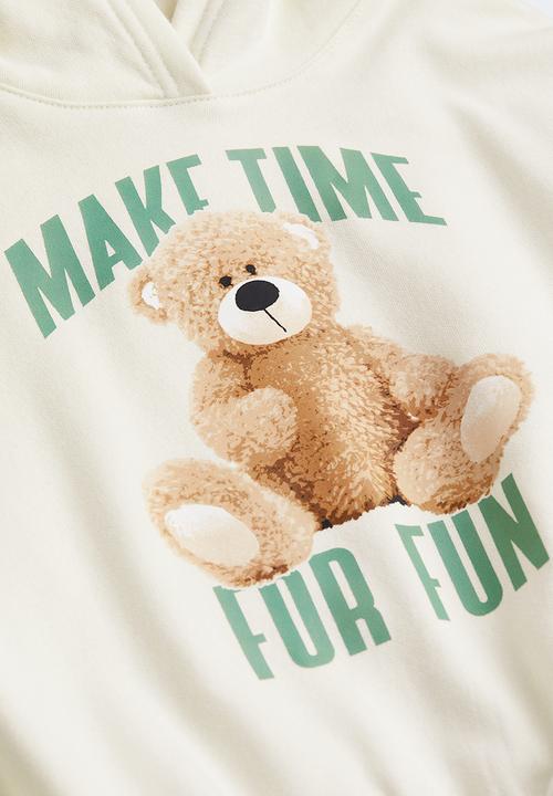 H&M - Printed hoodie - cream teddy bear 