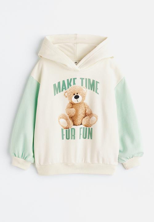 H&M - Printed hoodie - cream teddy bear 