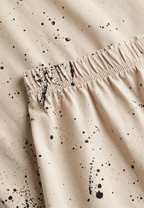 H&M - Cotton jersey pyjamas - light beige / splatter