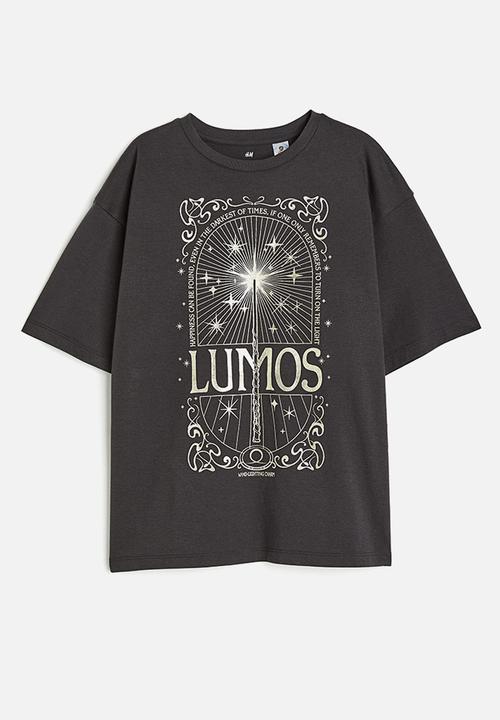 H&M - Printed cotton T-shirt - dark grey harry potter 