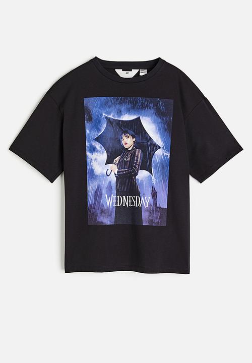 H&M - Printed cotton T-shirt - black wednesday 