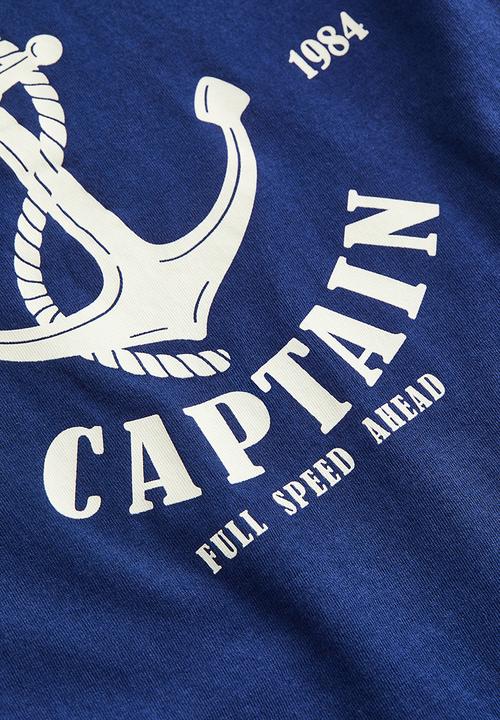 H&M - Printed cotton T-shirt - dark blue marine nordic crew 